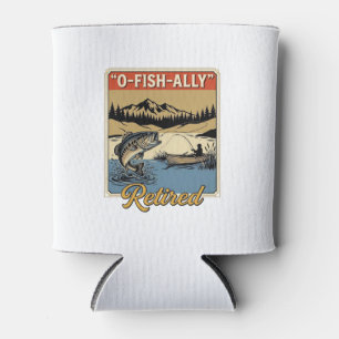 O-Fish-Ally Retired Vintage Fishing Shirt Design_1 Can Cooler