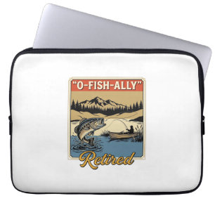 O-Fish-Ally Retired Vintage Fishing Shirt Design_1 Laptop Sleeve