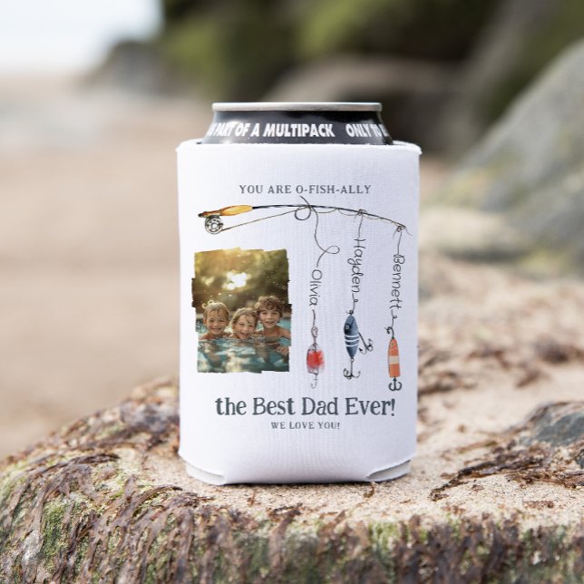 O-Fish-Ally The Best Dad | Childs Names & Photo Can Cooler (Creator Uploaded)