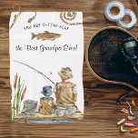 O-Fish-Ally The Best Grandpa | Fishing Towel<br><div class="desc">Featuring a charming watercolor fishing scene of a little boy with his dad or grandfather fishing on the dock. The perfect birthday, or father's day gift for any man who loves cool fishing gadgets and gear! Easily personalise this design with your own text (add a name or monogram). Convenient fishing...</div>