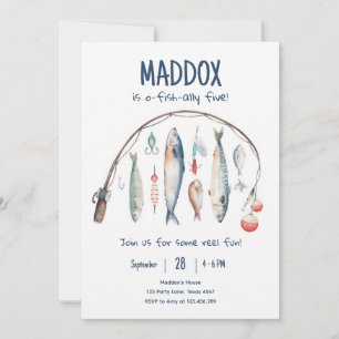 O-Fish-Ally The Big One Blue Boy Birthday Invitation