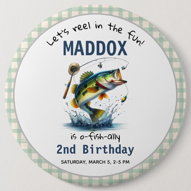 O-Fish-Ally Two Fishing 2nd Birthday 6 Cm Round Badge (Front)