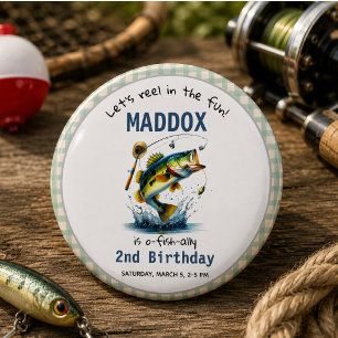 O-Fish-Ally Two Fishing 2nd Birthday 6 Cm Round Badge