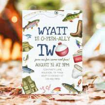 O-Fish-Ally Two Fishing 2nd Birthday Invitation