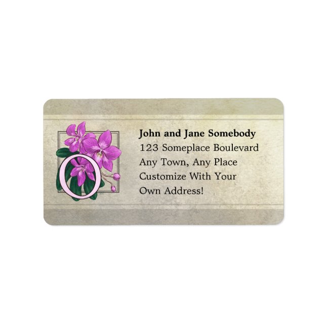O for Orchids Flower Monogram Label (Front)