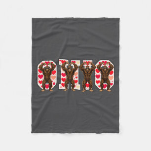 O-h-i-o Funny Bigfoot Ohio In Midwestern Valentine Fleece Blanket