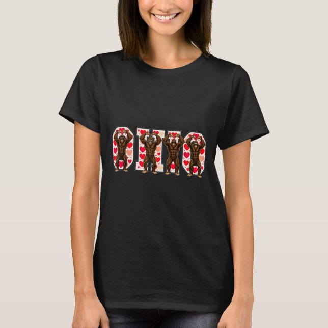 O-h-i-o Funny Bigfoot Ohio In Midwestern Valentine T-Shirt (Front)