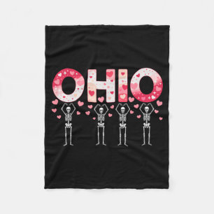 O-h-i-o Funny Skeletons Ohio In Midwestern Valenti Fleece Blanket