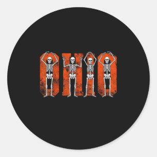 O-h-i-o State Funny Skeletons Ohio Vintage Hallowe Classic Round Sticker