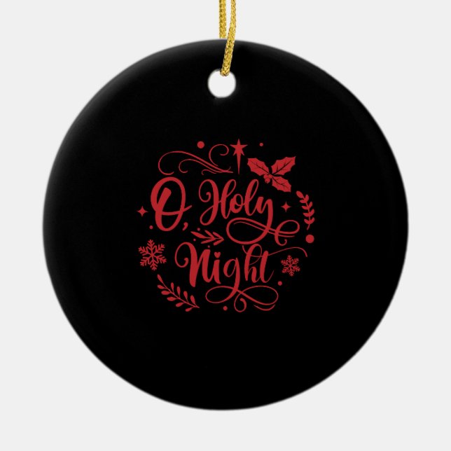 O Holy Night Christmas Holiday Ceramic Tree Decoration (Front)