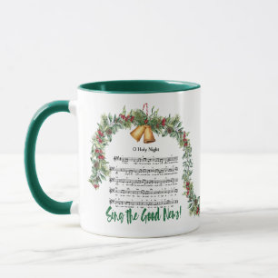 O HOLY NIGHT Christmas Hymn Green Scripture Mug