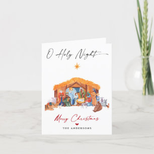 O Holy Night Christmas Nativity Scene Family Photo Holiday Card