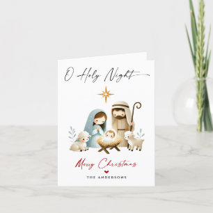 O Holy Night Christmas Nativity Scene Family Photo Holiday Card