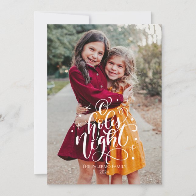 O Holy Night Christmas Photo Card (Front)