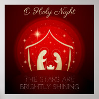 O Holy Night Christmas Song Nativity Red White