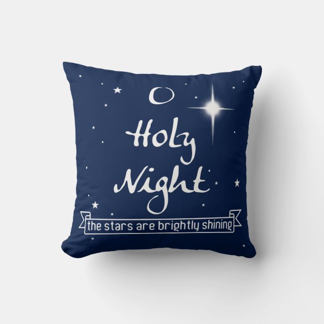 O Holy Night Christmas Throw Pillow - Blue (Front)