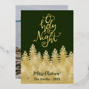 O Holy Night  Gold Pine Tree Forest Dark Green