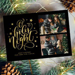 O Holy Night Hand Letter Photo Holiday Card