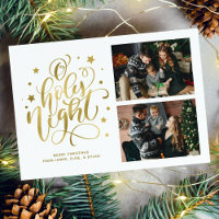 O Holy Night Hand Letter Photo Holiday Card