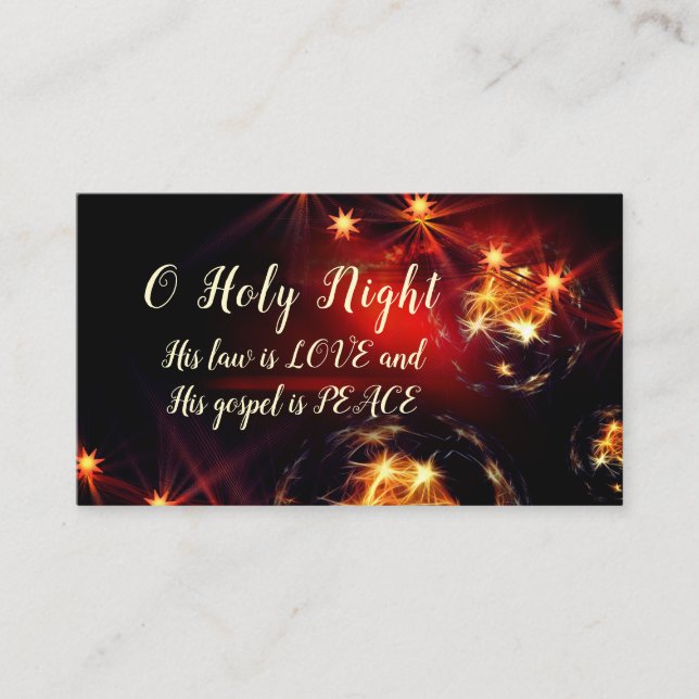 O Holy Night, His law is LOVE, Christmas Carol Business Card (Front)