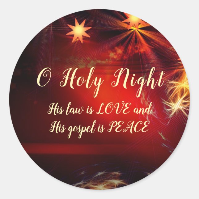 O Holy Night, His law is LOVE, Christmas Carol Classic Round Sticker (Front)