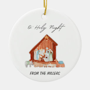 O' Holy Night Nativity Christmas  Ceramic Tree Decoration