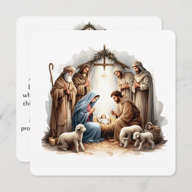 O Holy Night – Nativity Under Starlight Holiday Card (Front/Back)
