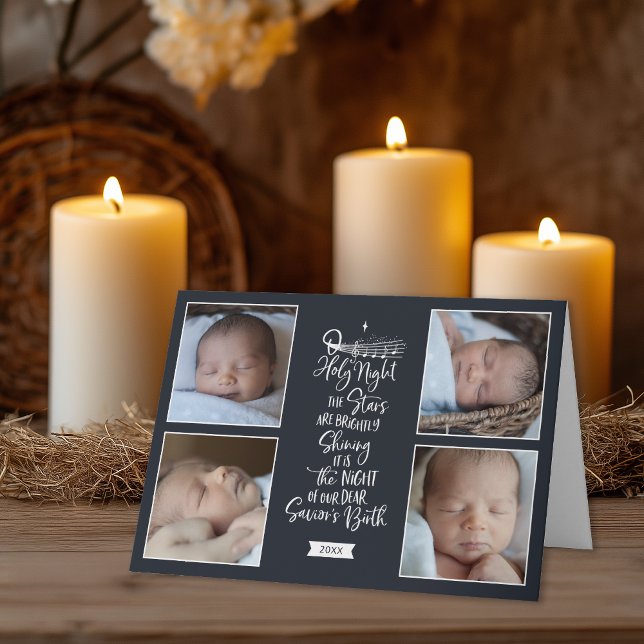 O Holy Night Photo Christmas Birth Announcement  (Shown on a Folded 5" x 7" card)