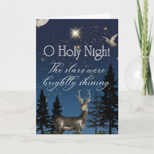O Holy Night Starry Sky with Deer and Dove Card
