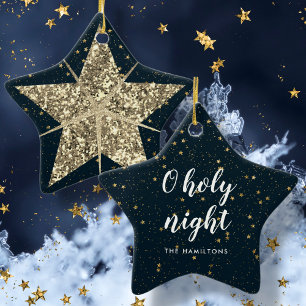O Holy Night   Stars are Brightly Shining Family  Ceramic Tree Decoration