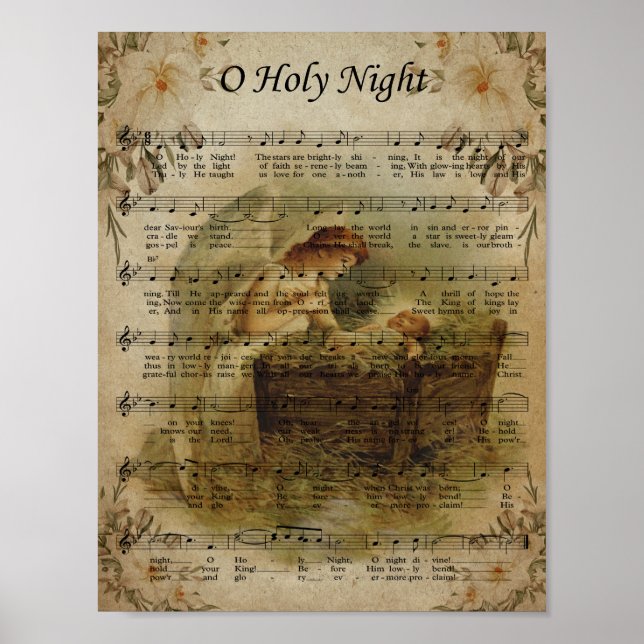 O Holy Night, Vintage Christmas Poster (Front)