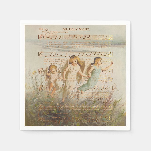 O Holy Night with Angels Paper Napkin (Front)
