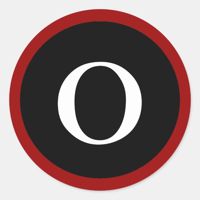 O : Initial O Letter O Red, White & Black Stickers (Front)