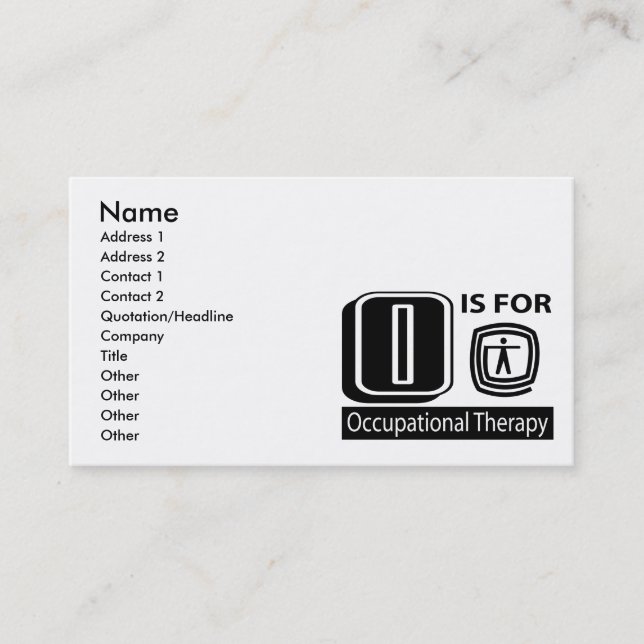 O Is For Occupational Therapy Business Card (Front)
