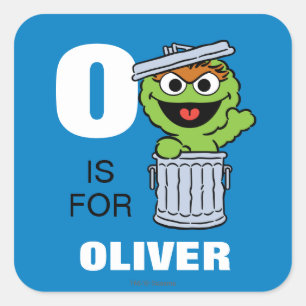 O is for Oscar the Grouch   Add Your Name Square Sticker