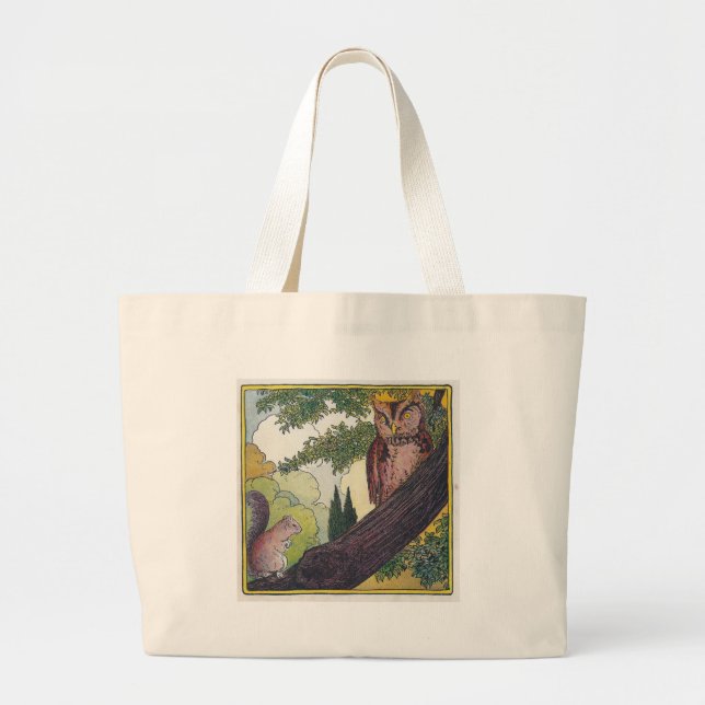 O is the old owl that sits in a tree large tote bag (Front)