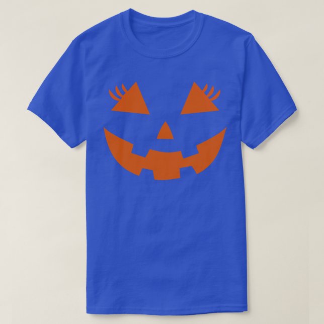 o Lantern cute pumpkin face with eyelashes hallowe T-Shirt (Design Front)
