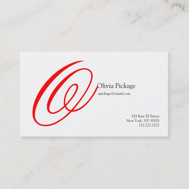 O Letter Alphabet Business Card Red Twirl (Front)