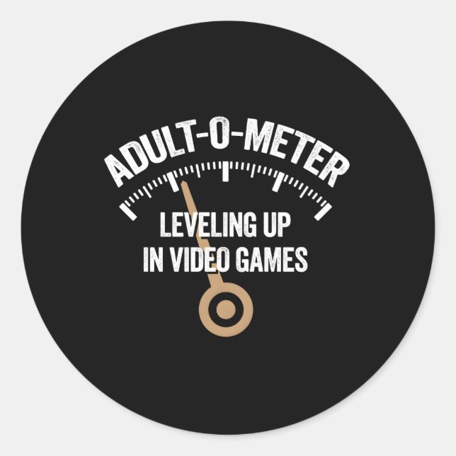 -O-Metre Levelling Up In Video Games Classic Round Sticker (Front)