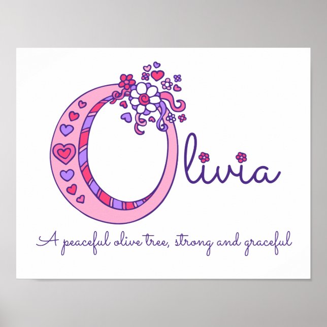 O monogram art Olivia girls name meaning poster (Front)