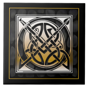 O Monogram Celtic Black Stone Ceramic Tiles