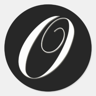 O monogram - elegant black and white classic round sticker