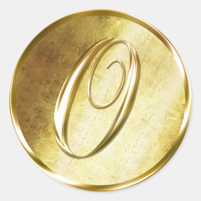 O Monogram Faux Gold Envelope Seal Stickers (Front)