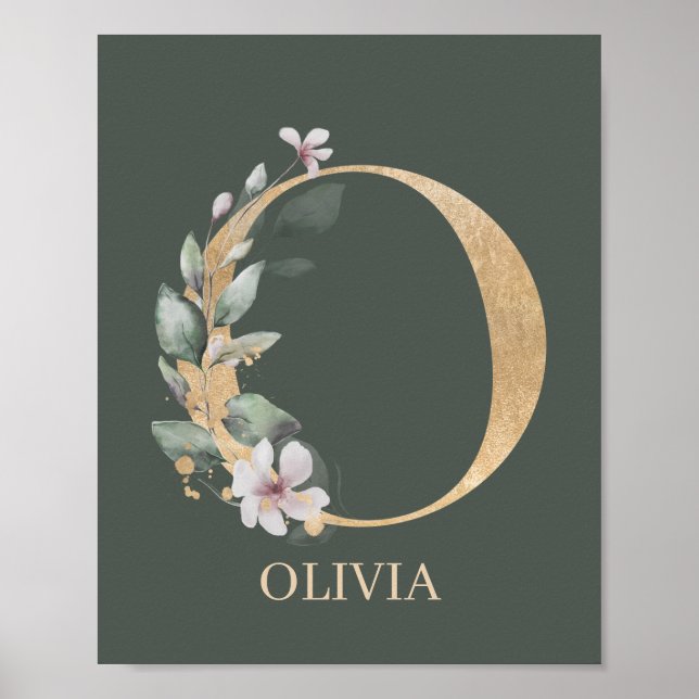 O Monogram Floral Personalised Poster (Front)