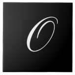O Monogram Initial White on Black Tile<br><div class="desc">Classic White Letter Monogram on Black Background,  O.</div>