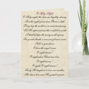 O Night Divine Song Hymn Lyrics Christmas Card