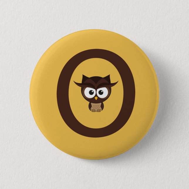 O - Owl 6 Cm Round Badge (Front)