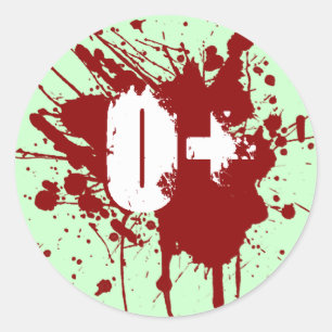 O Positive Blood Type Funny Vampire & Zombie Donor Classic Round Sticker