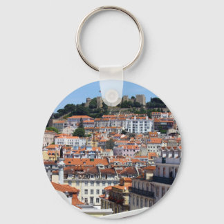 O Rossio e a Colina do Castelo, Lisboa, Portugal Key Ring
