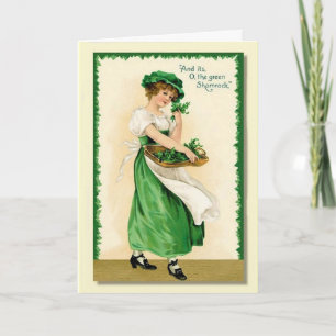 O, The Green Shamrock Vintage Card